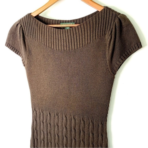 Ralph Lauren cable knit dress with cap sleeves and boat neckline,  midi - Picture 3 of 9